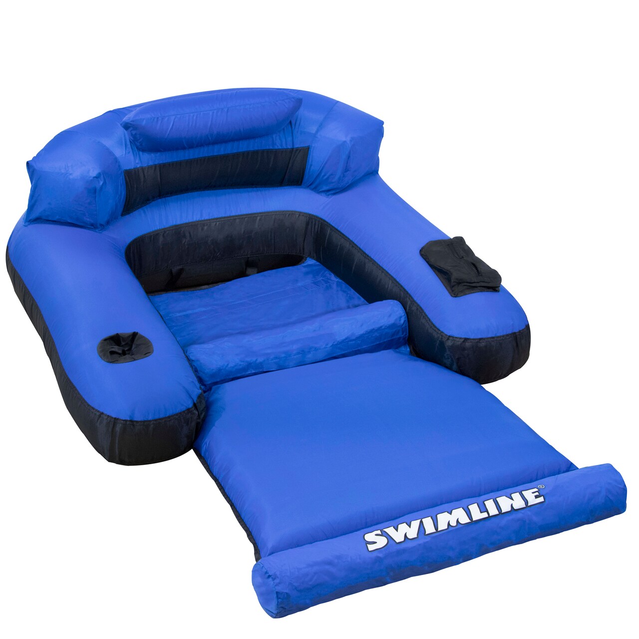 Swim Central Inflatable Ultimate Floating Swimming Pool Chair Lounger - 55" - Blue and Black